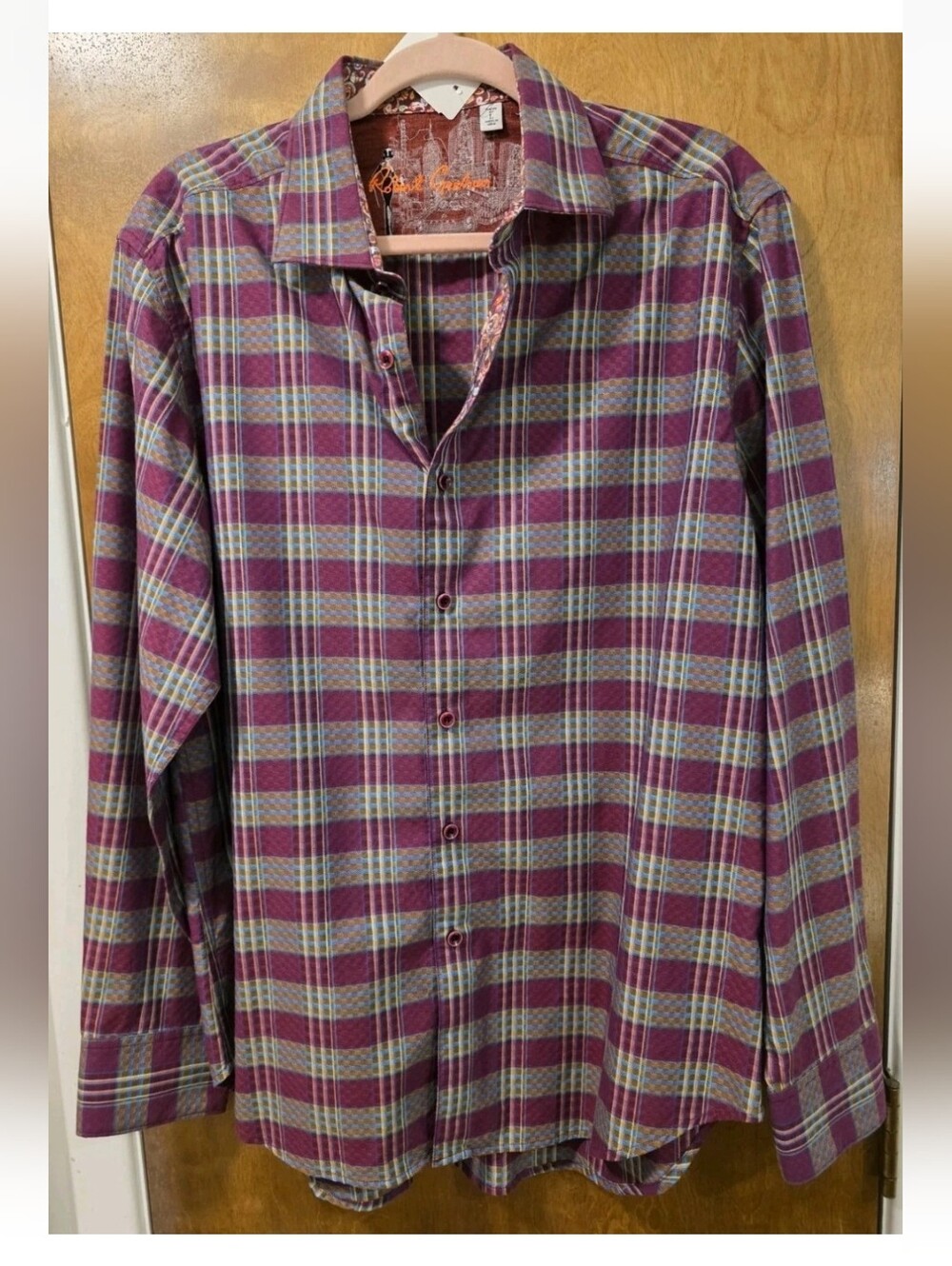 Robert Graham Burntside Long Sleeve Classic Fit Flip Cuff Shirt Men Size L Nwot